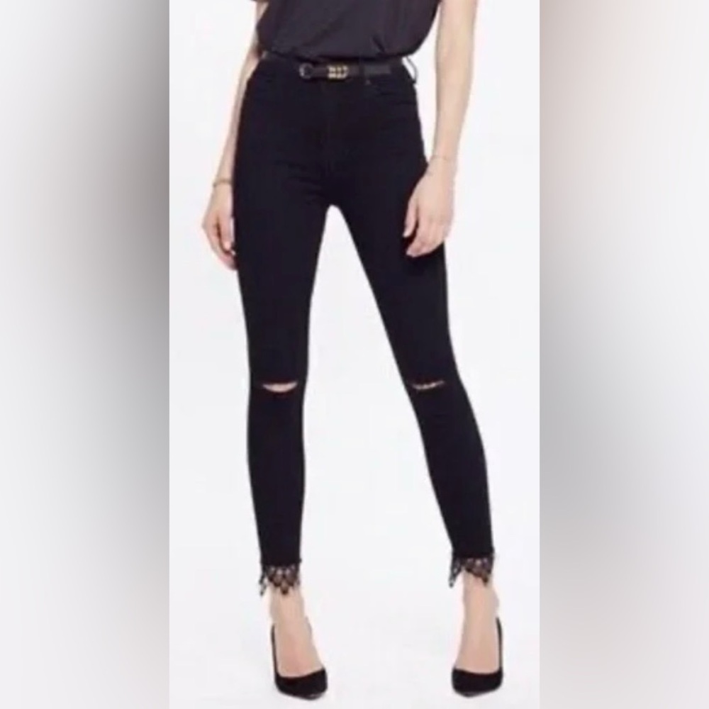 Mother the Swooner Dagger Ankle Fray Black Women’s Jeans Size 26